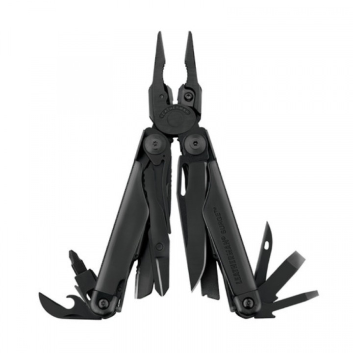 Instrument multifunctional, Leatherman, Surge, Negru, 21 unelte, Negru
