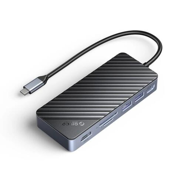 Докинг станция, Orico OM28P-G2-BK, Portable Docking station M.2 SATA/NVMe - HDMI, USB3.2-A x 2, USB-C (10Gbps) x 1, USB-C (PD100W), SD/TF
