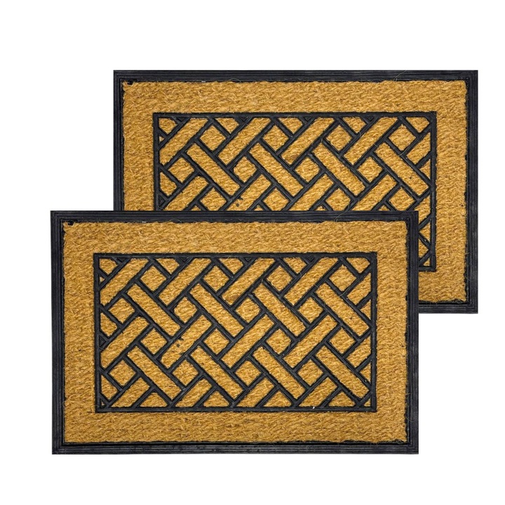 2 db-os csomag, kókuszrostból és gumiból készült lábtörlő, Classic 2 modell - 60x40 cm