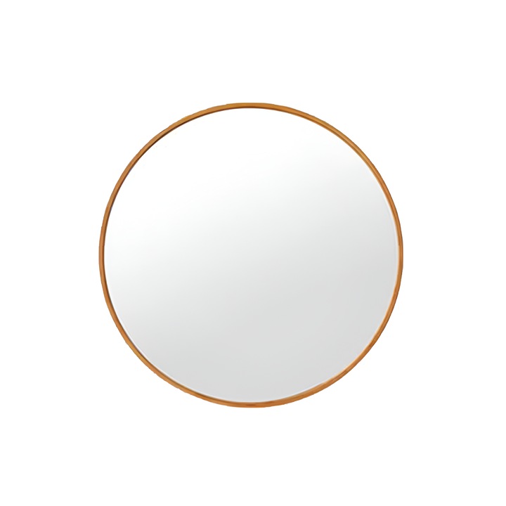 Oglinda rotunda KINGFINE, 70 cm, rama bambus, culoare natur