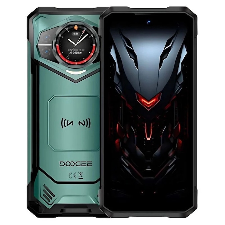 Мобилен телефон Doogee S200X, зелен, 5G, двоен дисплей (6,72"+1,32") 2,4K AMOLED, AI Photo функции, 32GB RAM (12GB + 20GB разширяема), 512GB ROM, 100MP, Android 14, Dimensity 7050, 10100mAh, две SIM карти