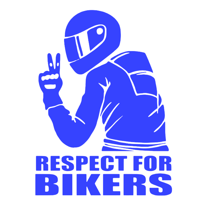 Sticker Respect for Bikers, albastru, 15cm