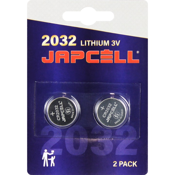 Set 2 baterii CR2032 JAPCELL 3V Lithium, blister