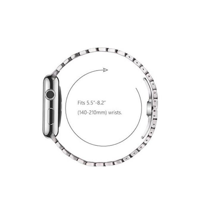 Okosóra szíj, HUANLONG, rozsdamentes acél, Apple Watch-al kompatibilis, 38/40/41 mm/42 mm (10-es sorozat), ezüst