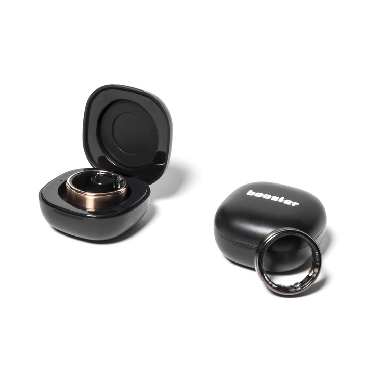 Booster gyűrű- Intelligens gyűrű monitorozáshoz, Fitness Tracker pulzusszámmal, véroxigén, vérnyomás, alváskövető, lépéskövető, előfizetési díj nélkül, IP68 vízálló intelligens gyűrű iPhone-hoz és Android 8-hoz, szürke