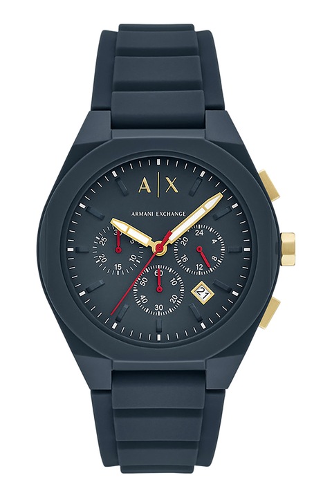 ARMANI EXCHANGE, Часовник с хронограф и силиконова каишка, Бледосин