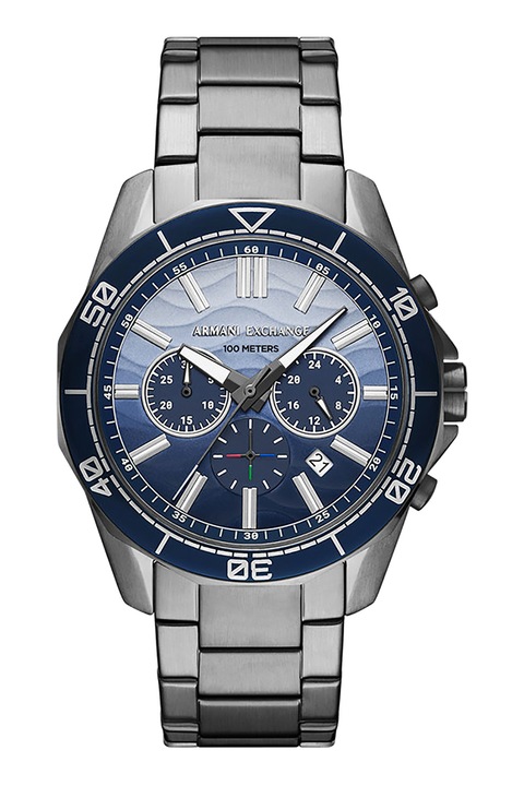 ARMANI EXCHANGE, Logós kronográf karóra, Ezüstszín, Sötétkék