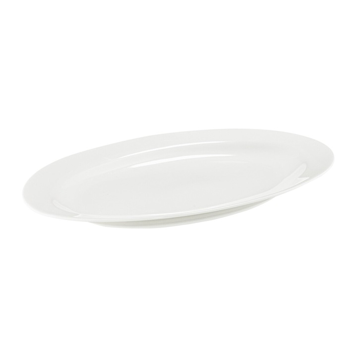 Platou oval 35.5x21cm, portelan, alb, AMBITION Aura White