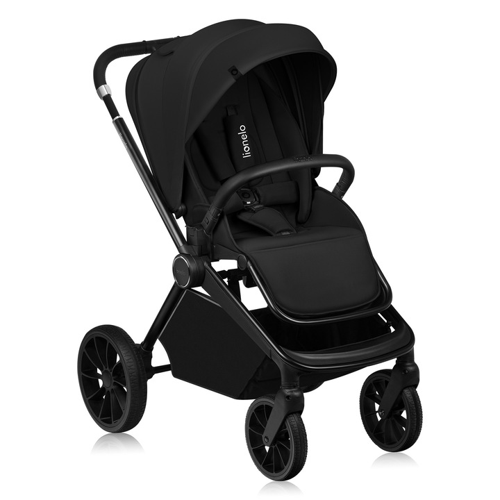 Carucior sport, Lionelo, Mika Plus, Cadru din aluminiu, Cu maner reversibil, Copertina XXL, Spatar reglabil in 3 pozitii, Cu accesorii, Pana la 22 kg, 6-48 luni, EN1888-1, EN1888-2 EN1466, Negru