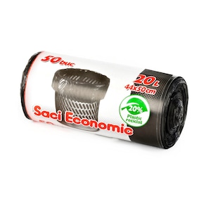 Saci menajeri ECONOMIC 20L, negru, 44x50 cm, 50 buc./rola