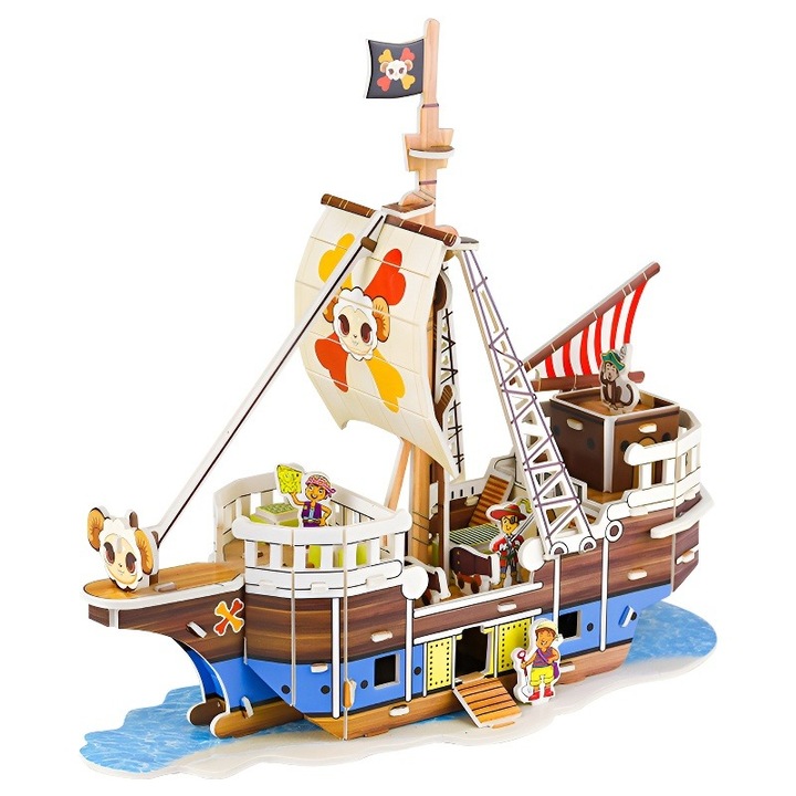 3D пъзел Пиратски кораб, 37 части, 27x25x11 см, многоцветен
