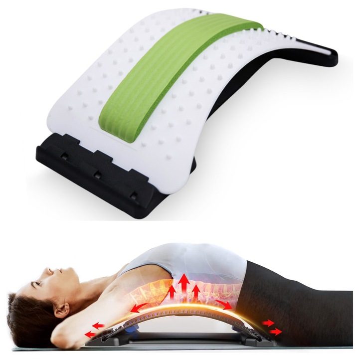 Hátizomnyújtó pad, gerinchez, ortopéd alátámasztással, 4 állítható szint, akril anyag, derékfájás és gerincferdülés ellen