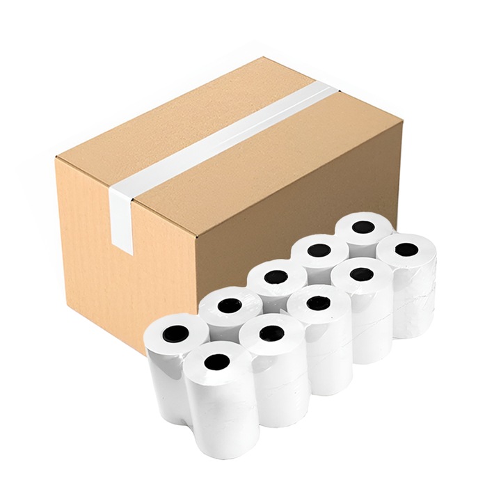 Set 120 role hartie casa de marcat, 57mm x 30m, rezistente la decolorare, ambalate, BPA free