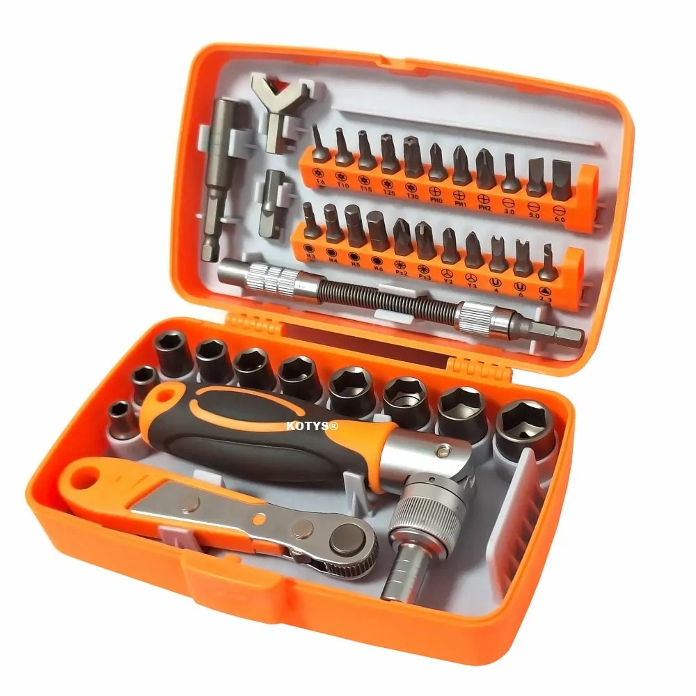 Set 38 chei multifunctionale, KOTYS®, 10 Tubulare, 22 Biti