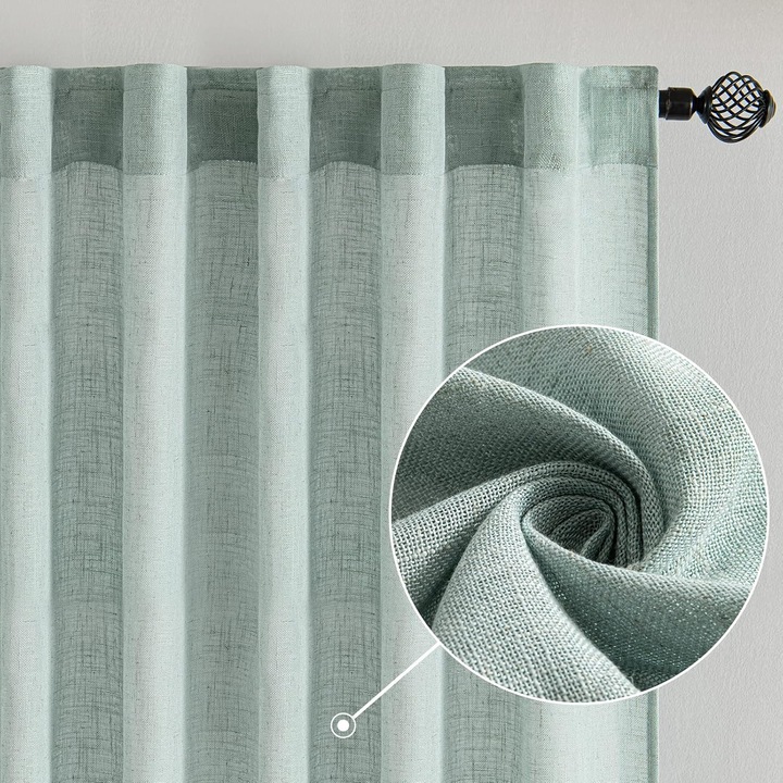 MIULEE függönygarnitúra 2db, visszakötős, vászon megjelenésű, félig átlátszó, 140 x 245 cm, sötétkék