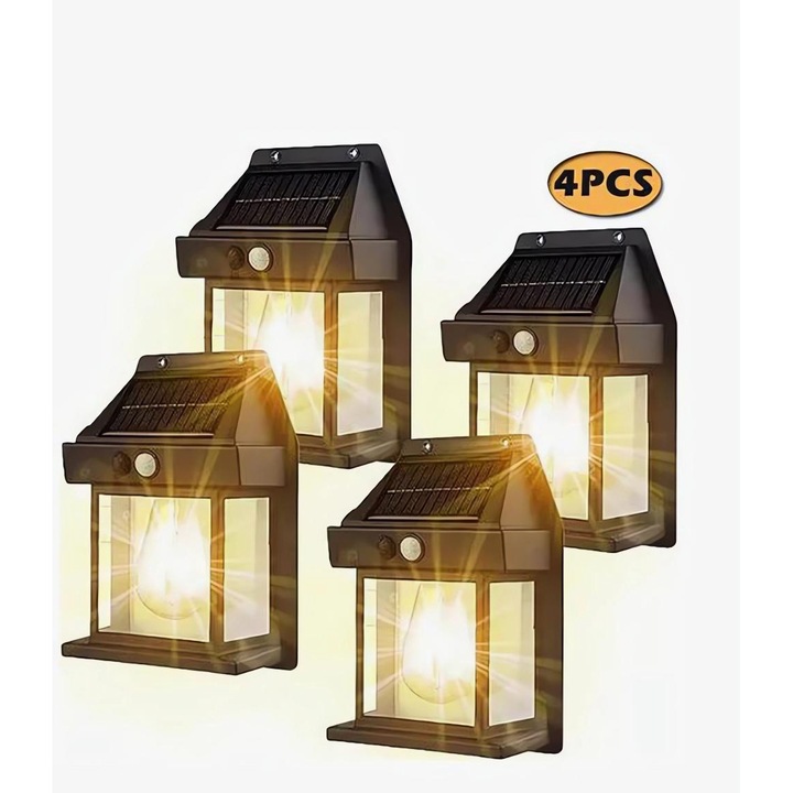 Napelemes fali lámpa, volfrámlámpa, kültéri kerti dekorációs lámpa, testérzékelős éjszakai lámpa