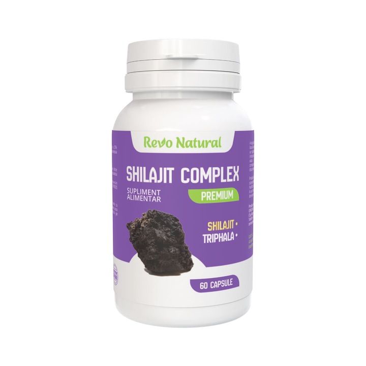 Shilajit premium capsule pentru stimularea imunitatii, energie, vitalitate si sanatatea sistemului nervos, Shilajit Complex Premium 60 capsule, Revo Natural