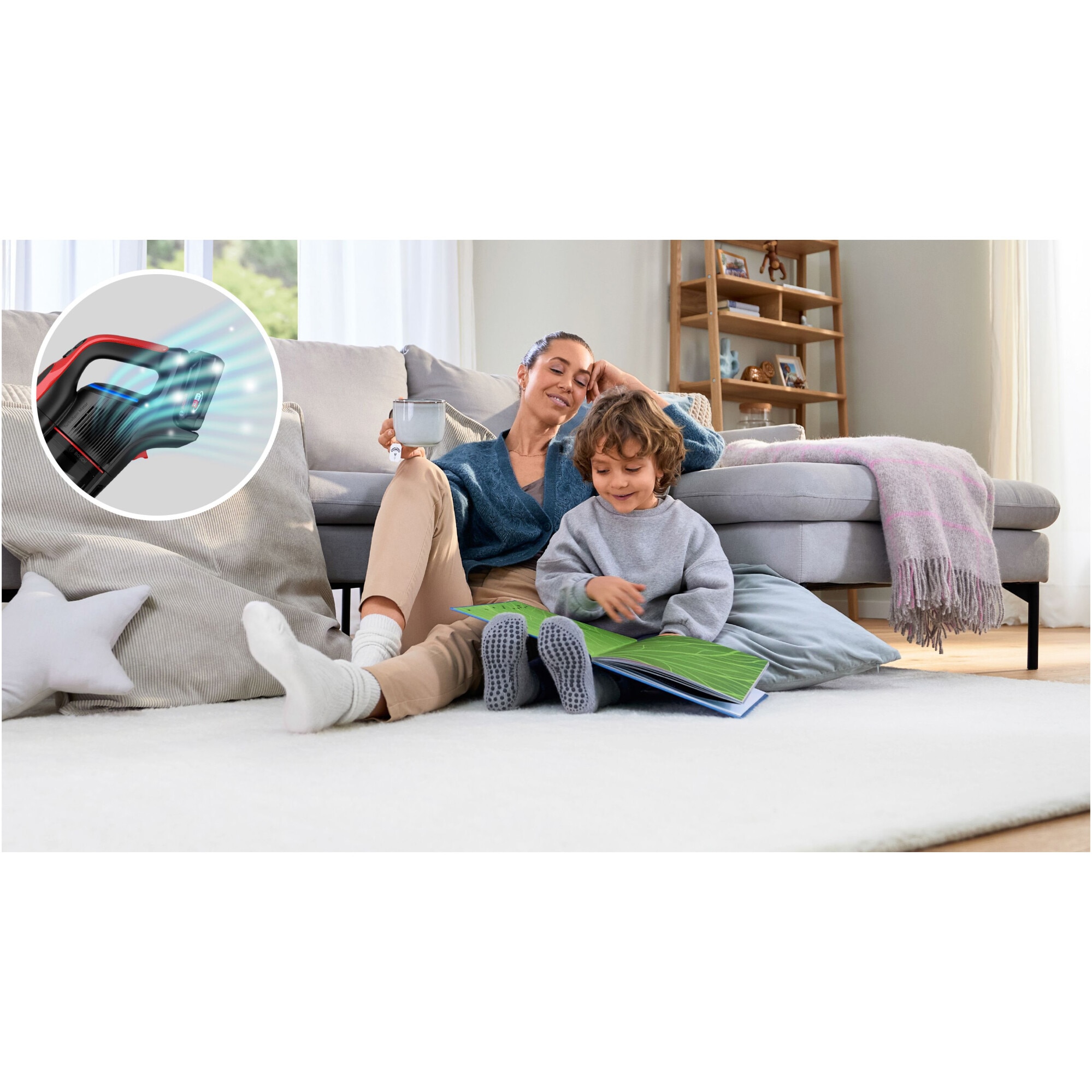 Aspirator cu acumulatori Bosch Unlimited 9 BBS931PET, baterie 3 Ah, 3 moduri de curatare, Perie MicroClean, Mini perie Turbo Zoo, duza spatii inguste, perie mobilier, perie xxl tapiterie, Senzor MicroClean, Autonomie pana la 60 min. Rosu