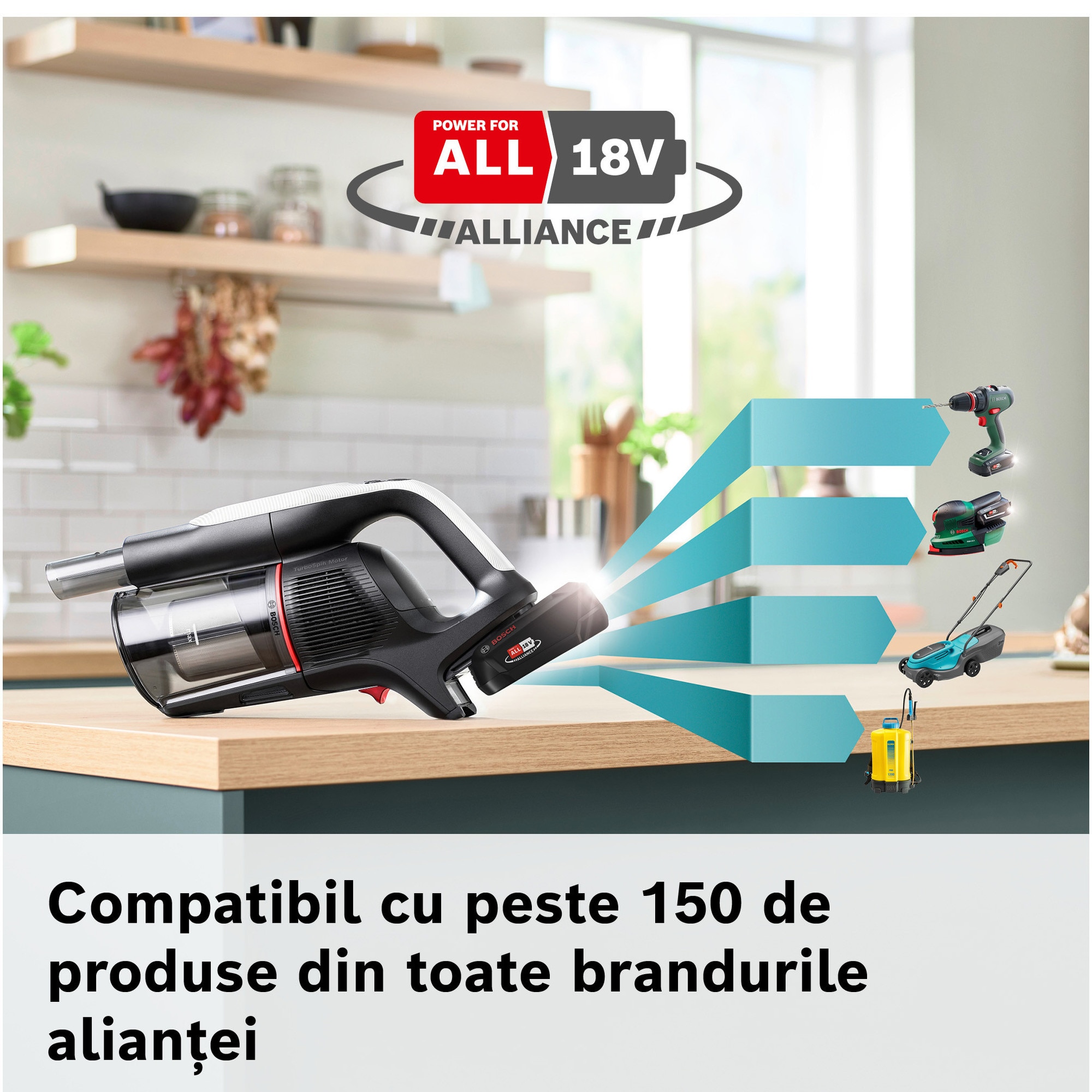Aspirator cu acumulatori Bosch Unlimited 9 BBS931WBA, baterie 3 Ah, 3 moduri de curatare, Perie MicroClean, Perie xxl tapiterie, 99.9% aspirare praf, duza pt spatii inguste, Senzor MicroClean, Autonomie pana la 60 min. Alb