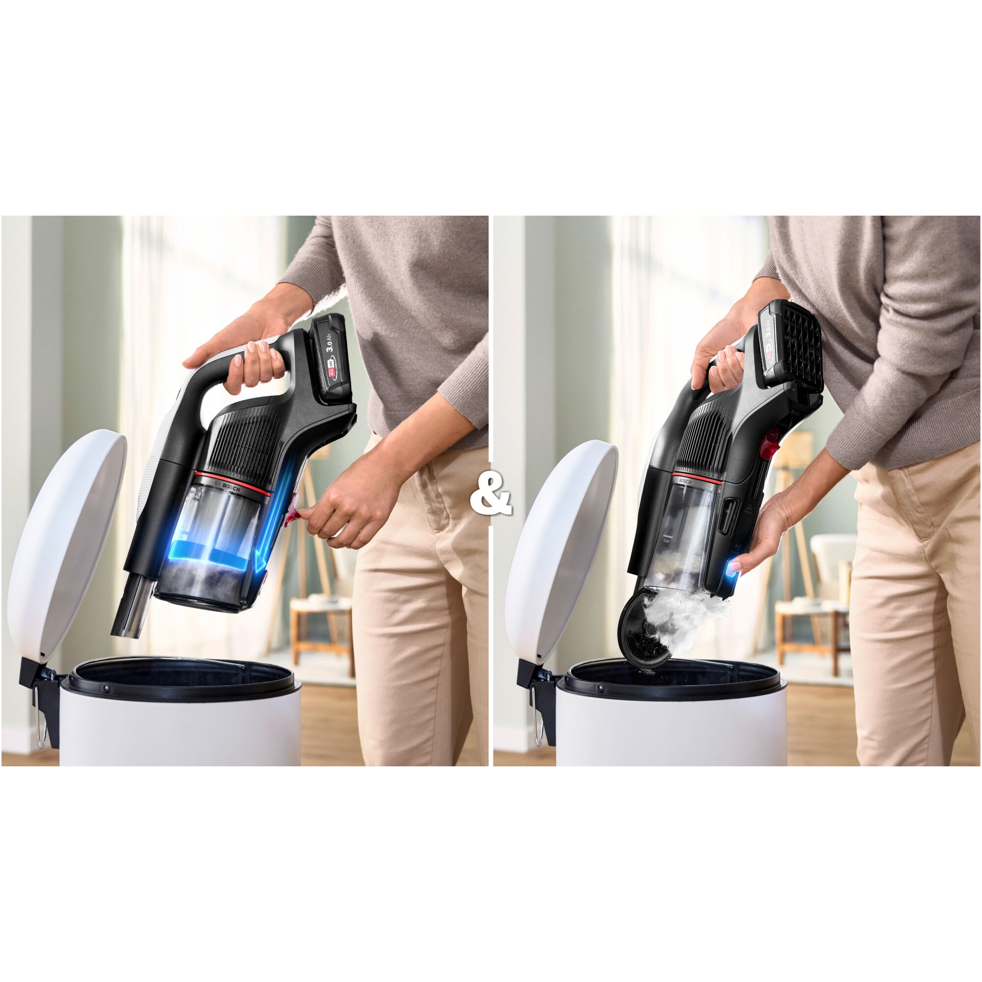 Aspirator cu acumulatori Bosch Unlimited 9 BBS931WBA, baterie 3 Ah, 3 moduri de curatare, Perie MicroClean, Perie xxl tapiterie, duza pt spatii inguste, Senzor MicroClean, Autonomie pana la 60 min. Alb