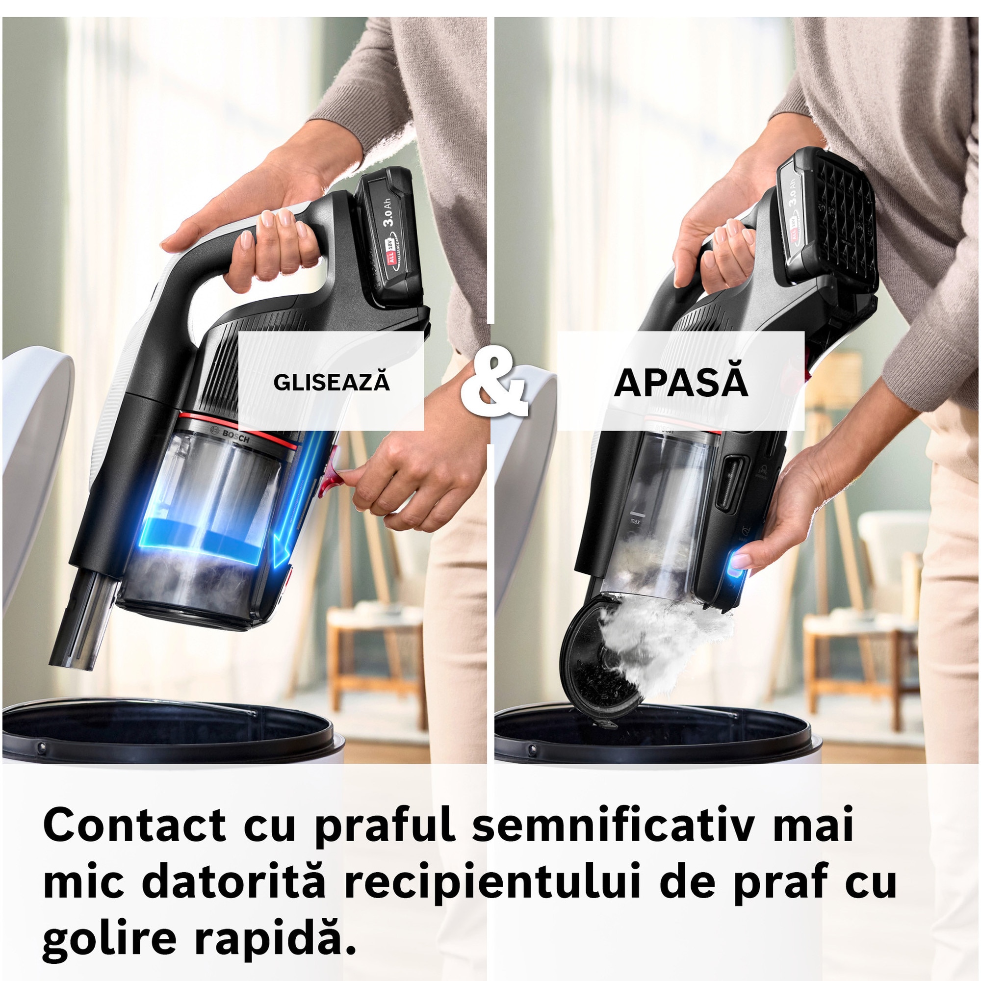 Aspirator cu acumulatori Bosch Unlimited 9 BBS931WBA, baterie 3 Ah, 3 moduri de curatare, Perie MicroClean, Perie xxl tapiterie, 99.9% aspirare praf, duza pt spatii inguste, Senzor MicroClean, Autonomie pana la 60 min. Alb