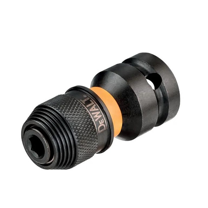 Adaptor de impact, de la patrat 1/2" la hexagonal de 1/4", DeWalt, 52 mm