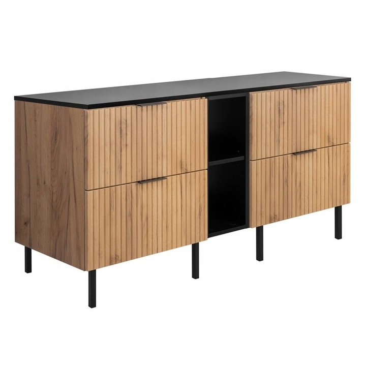 Fürdőszobabútor szett, RODAN, Flow, szabadon álló, Soft close, Szekrény - 46x120(60x2)x57cm, Könyvespolc - 46x20x57cm, Munkalap - 46,5x140,6x1,6 cm, Lábak - 15 cm, Craft gold tölgy