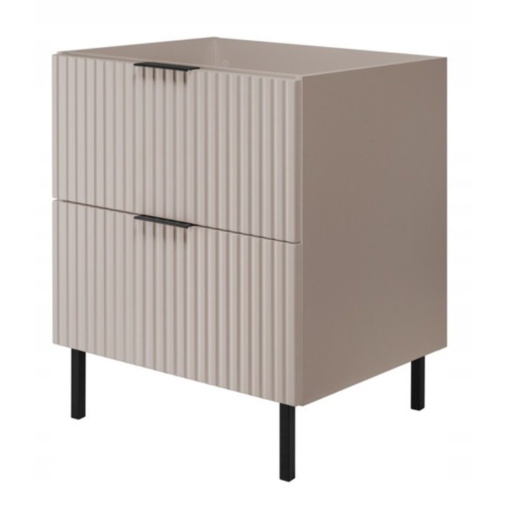 Dulap de baie RODAN, FLOW 60, MDF, De sine statator, Soft close/Spatiu depozitare/Rezistent la umezeala, Dulap - 46 cm x 60 cm x 77 cm, Negru/Bej, Mat