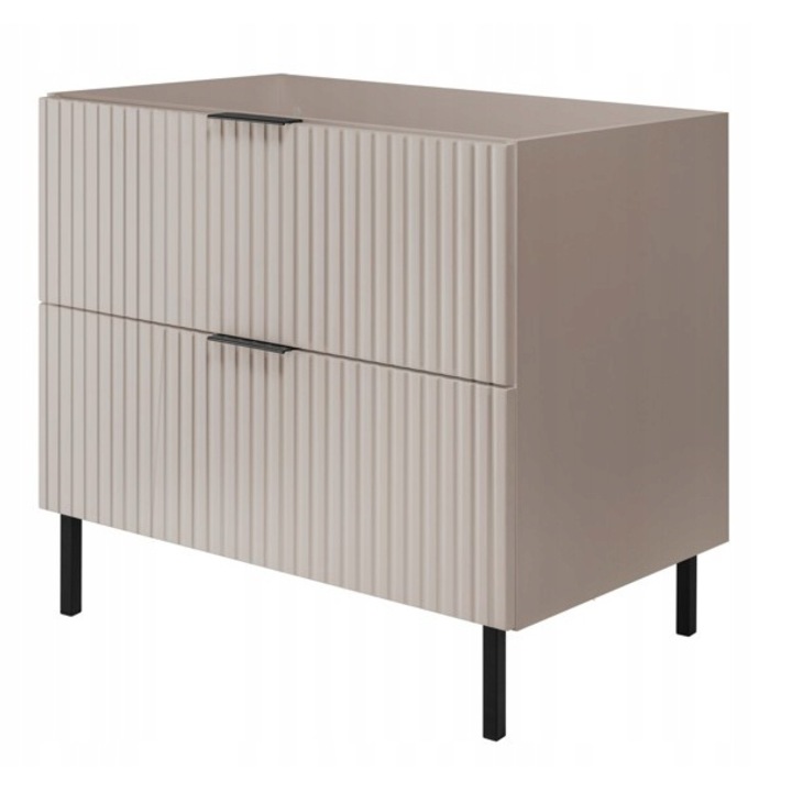 Шкаф за баня RODAN, FLOW 80, MDF, Свободностоящ, Soft close/Място за съхранение/Влагоустойчив, Шкаф - 46 см x 80 см x 77 см, Черен/Бежов, Мат