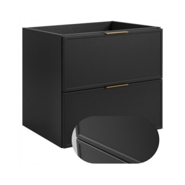 RODAN Шкаф за баня, MDF, Свободностоящ, Soft Close/Място за съхранение/Влагоустойчив, Шкаф - 46 cm x 60 cm x 57 cm, сив, мат