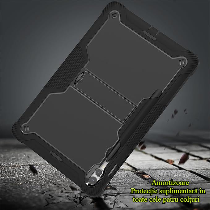 Husa tableta pentru Samsung Galaxy Tab S9 Plus/pentru S9 FE+ 12.4'' 2023, Ideala pentru Utilizare Zilnica, Antisoc si Anti-zgarieturi, Negru, Durabil si rezistent la uzura