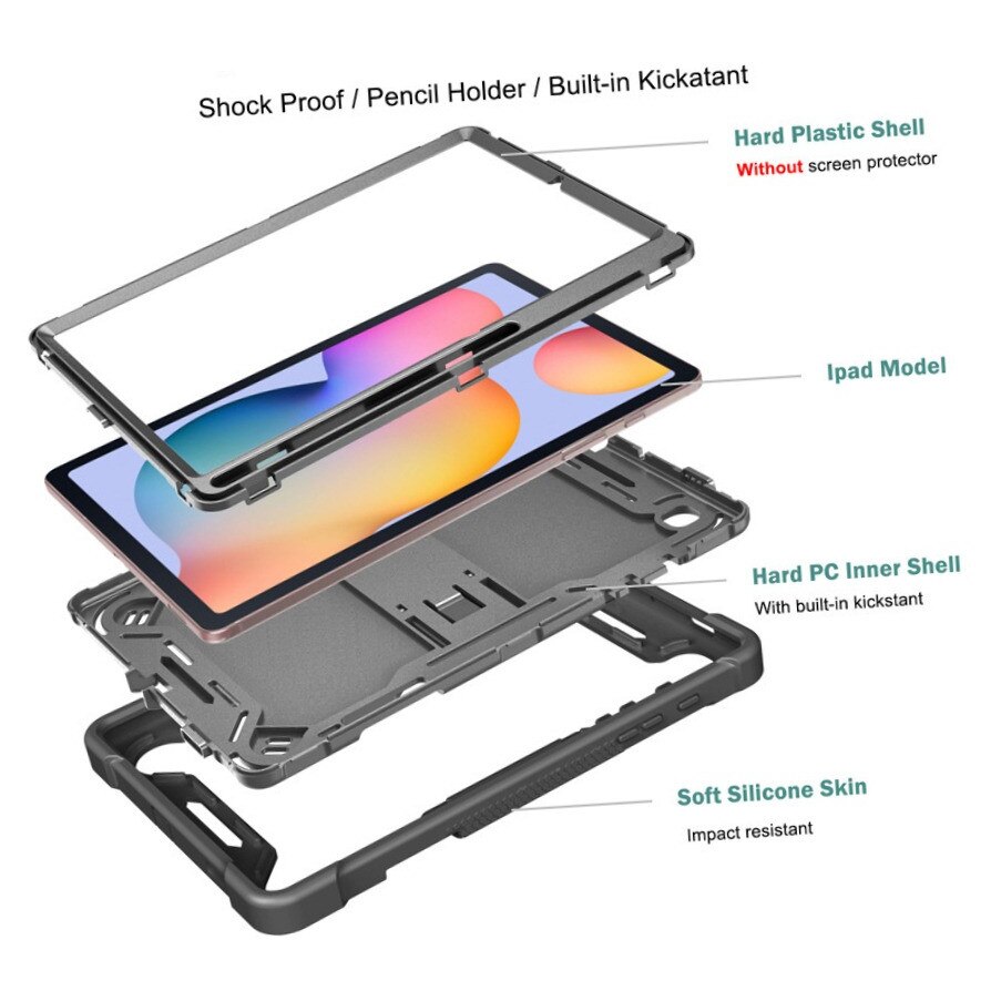 Husa tableta pentru Samsung Galaxy Tab S9 Plus/pentru S9 FE+ 12.4'' 2023, Ideala pentru Utilizare Zilnica, Antisoc si Anti-zgarieturi, Negru, Durabil si rezistent la uzura