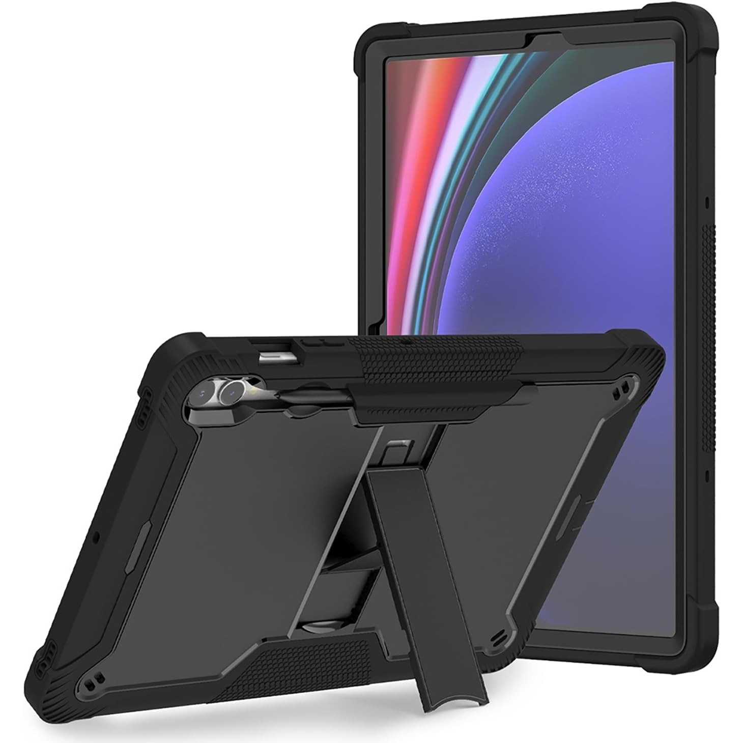 Husa tableta pentru Samsung Galaxy Tab S9 Plus/pentru S9 FE+ 12.4'' 2023, Ideala pentru Utilizare Zilnica, Antisoc si Anti-zgarieturi, Negru, Durabil si rezistent la uzura