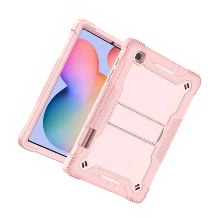 Калъф за таблет за Samsung Galaxy Tab S6 Lite 10.4 P610/P615, Идеален за ежедневна употреба, Удароустойчив и устойчив на надраскване, Удароустойчив, Стойка, Разсейване на топлината, Прецизна перфорация, Силиконов, Преносим, Розово злато