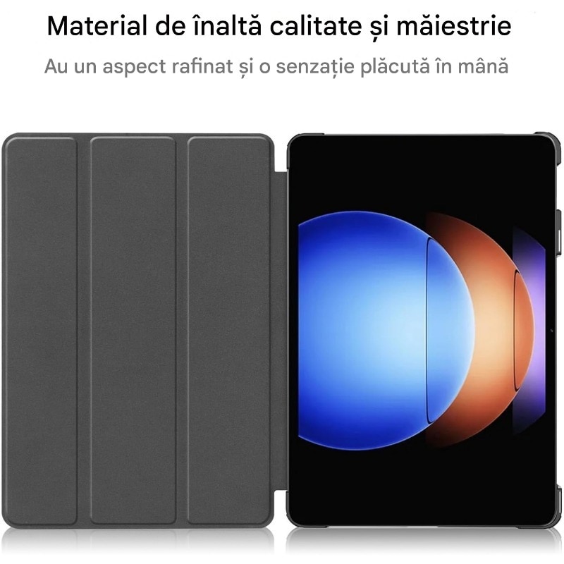Husa pentru tableta Xiaomi Pad 6S Pro, Policarbonat, Triple suport, taiere precisa, functia de trezire de somn, usor si durabil, anti-cutremur, Violet, 28.5x19.8×1.7cm