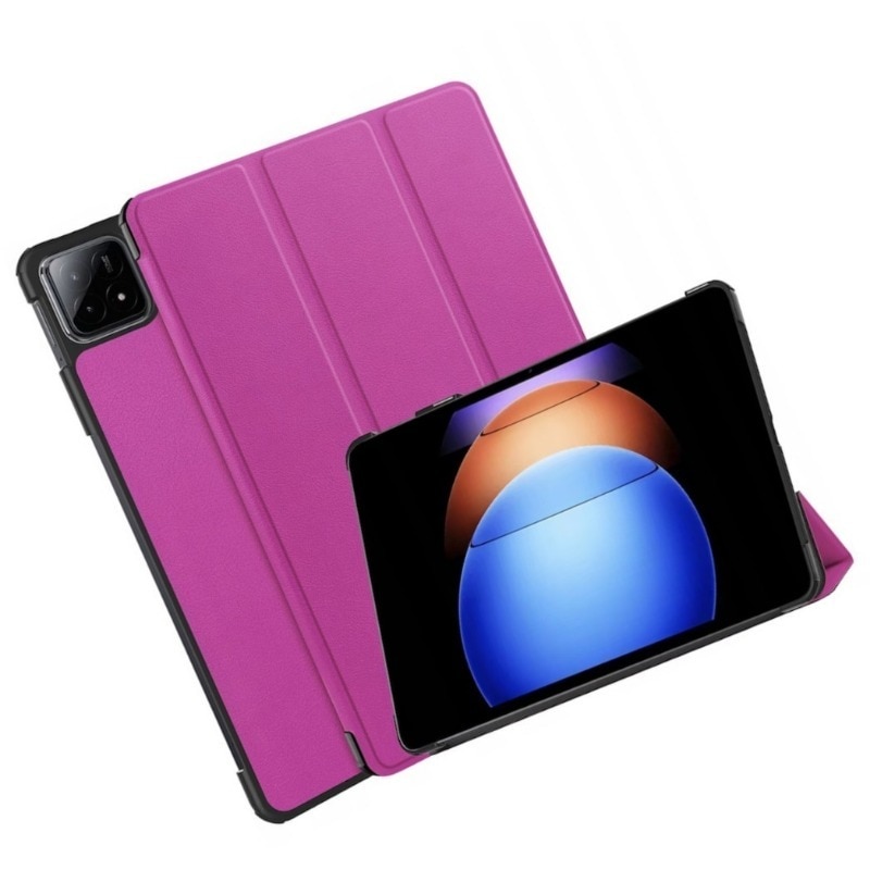 Husa pentru tableta Xiaomi Pad 6S Pro, Policarbonat, Triple suport, taiere precisa, functia de trezire de somn, usor si durabil, anti-cutremur, Violet, 28.5x19.8×1.7cm