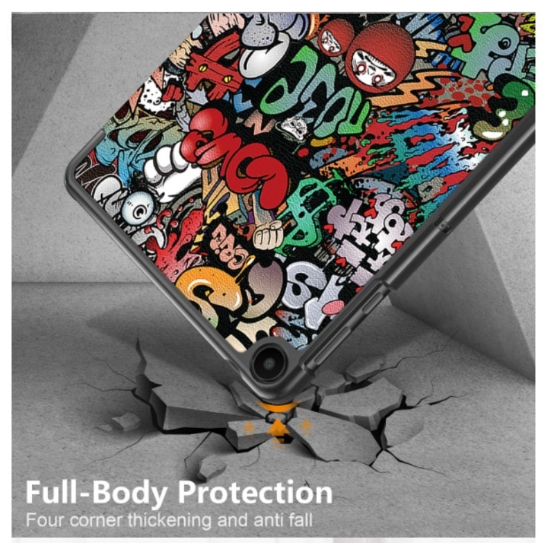 Husa Tableta din piele PU pentru Huawei MatePad SE 10.4, Protectie Completa 360°, Interior Catifea, Display Protejat, Colturi Anti-Soc, Triple suport, taiere precisa, functia de trezire de somn, usor si durabil, anti-cutremur, Grafitti