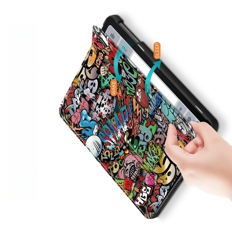 Husa Tableta din piele PU pentru Huawei MatePad SE 10.4, Protectie Completa 360°, Interior Catifea, Display Protejat, Colturi Anti-Soc, Triple suport, taiere precisa, functia de trezire de somn, usor si durabil, anti-cutremur, Grafitti