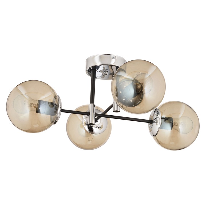 HubRom mennyezeti lámpa, MARAL 3548-04-CH 70x35 cm, 4xE27-60W fekete / króm