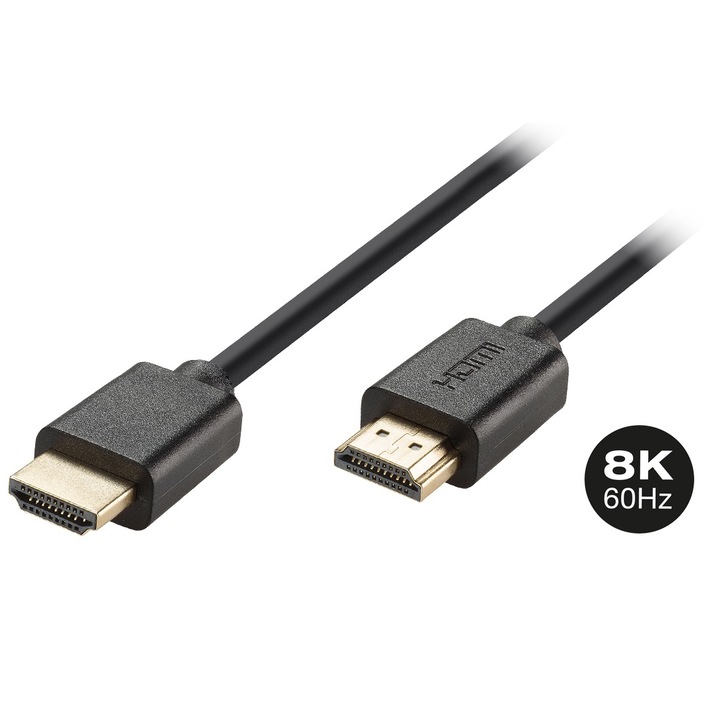 Кабел HDMI 2.1 Vivanco 47175 Ултра високоскоростен кабел, 4K120Hz / 8K@60Hz / до 48 Gbit/s, черен, 1m