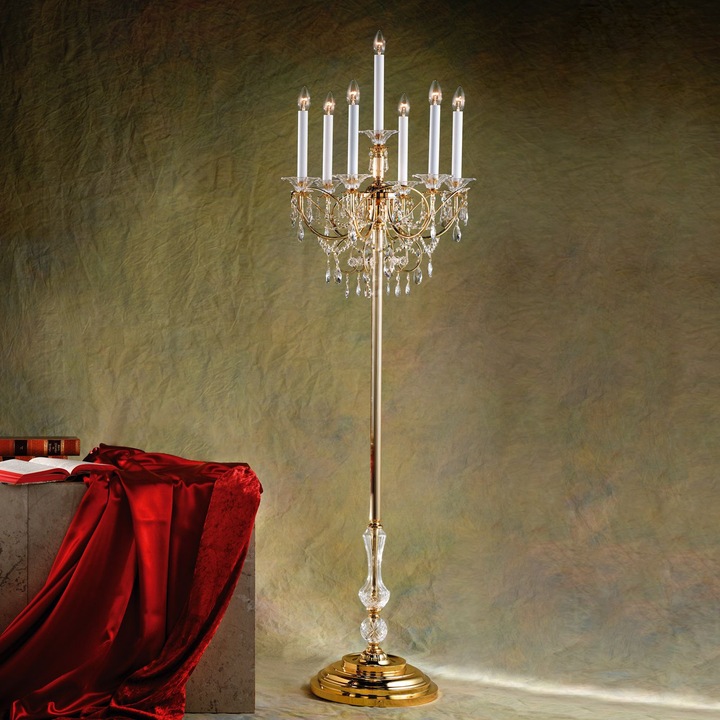 Lampadar KATHARINA, 7 lumini alama solida placata cu aur de 24 de carate, cristale Swarovski, 176cm E14 7x40W ORION