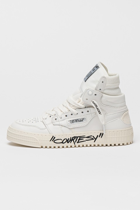 OFF-WHITE, Кожени спортни обувки с текстил, Избеляло черно/Мръснобял/Крем, 36