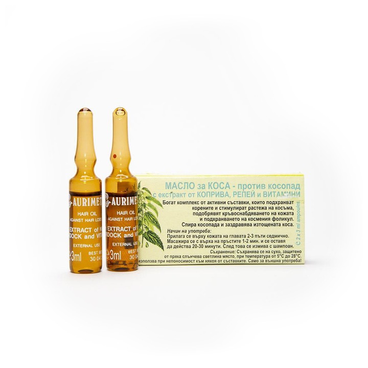 Ulei anti-caderea parului cu brusture, urzica si vitamine, 2x3 ml