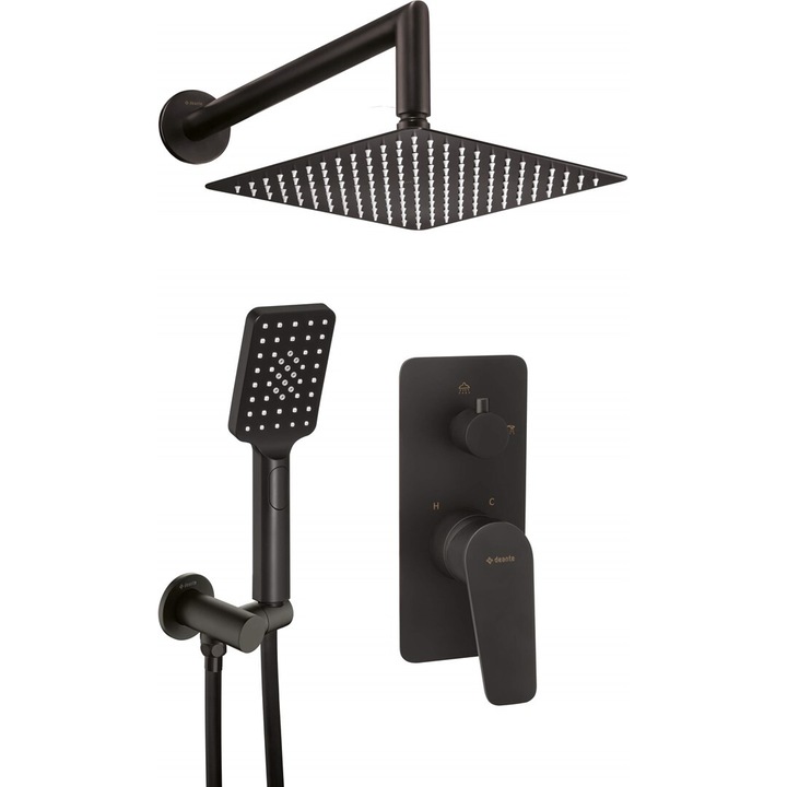 Deante slim zuhany szett, sárgaréz, fekete