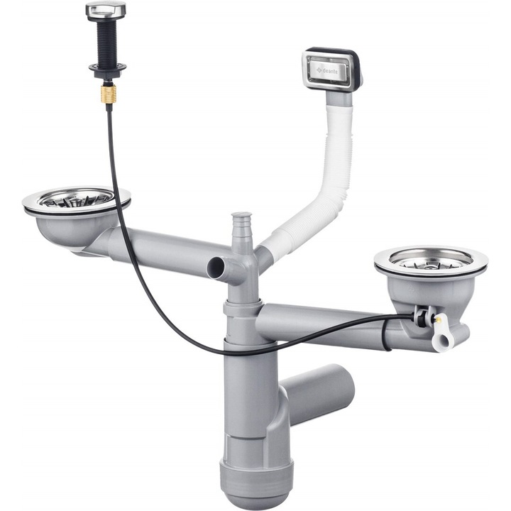 Гранитeн сифон за мивка с 1,5 и 2 корита, Deante, Space-Saver ZXY 9912