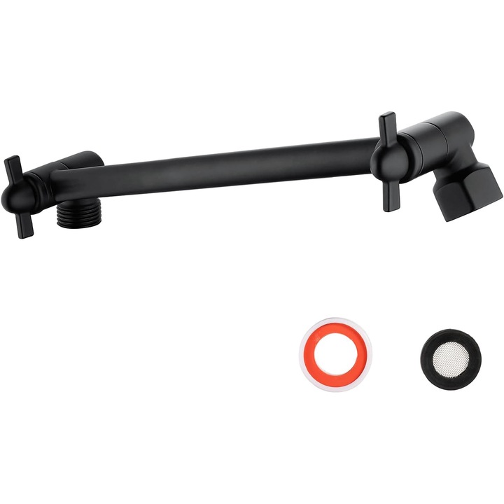 Bara extensie pentru coloana dus, Excitat®, Coloana de dus extensibila, Conector 1/2", Rasucirea si rotirea la 360 de grade, Negru, 10inch