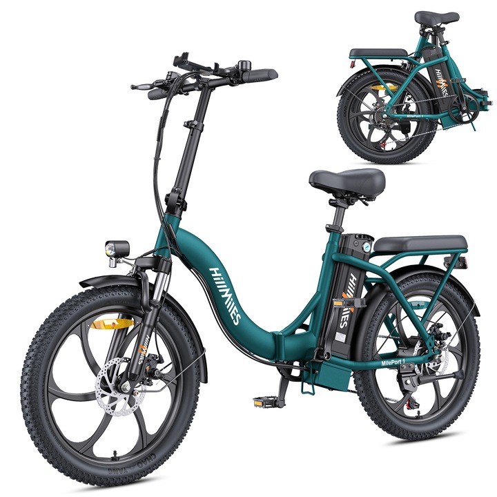 Bicicleta Electrica Pliabila ENGWE MilePort, Bicicleta Electrica Cu Baterie Detasabila 13Ah, Anvelope De 20 Inch, Bicicleta Electrica Pentru Adulti Potrivita Pentru Naveta Si Calatorii, Usoara Si Compacta, Usor De Depozitat, Incarcare 265 Lbs, Verde