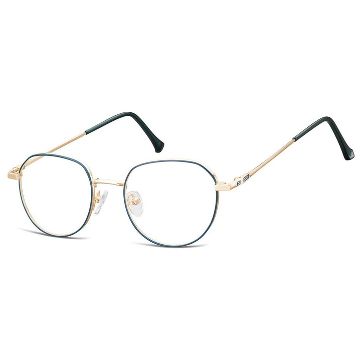 Rame ochelari unisex Sunoptic 904C, metalice granat-auriu, set cu etui și ștergător, Panto, 13,3x4,5cm