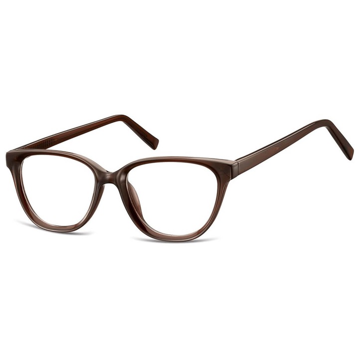 Rame ochelari dama Sunoptic AC394F, kocie ochi, ciemni, acetat, 12.8x4.3cm, set cu etui si stergator.