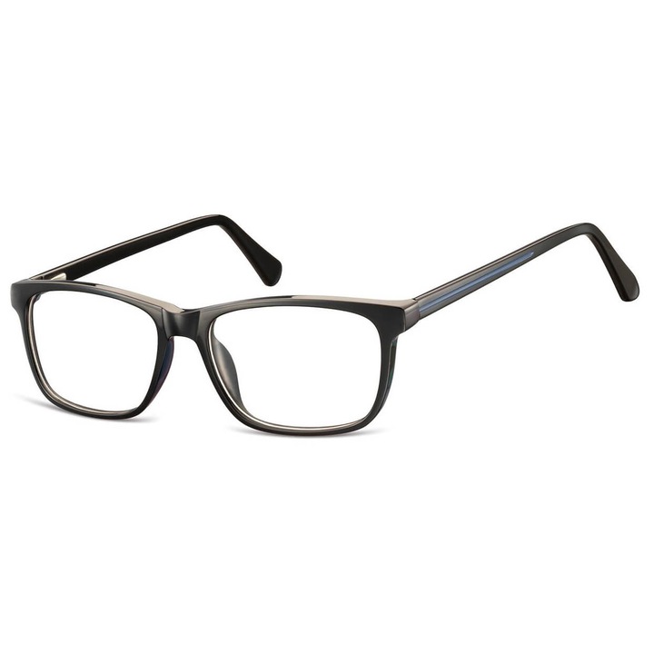 Rame ochelari Sunoptic AC399A unisex, negre, cu etui și ștergător, 13,4x4,3cm